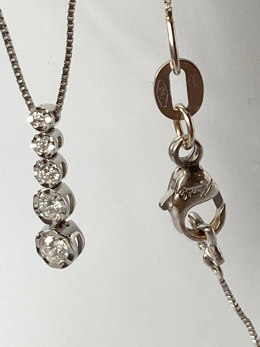 Recarlo - Halsband med hänge - 18 kt Vittguld - Diamant