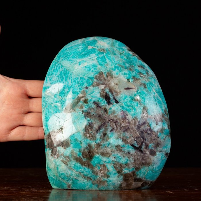 Amazonite, Smoky Quartz and Lepidolite in a Decorative Stone - Height: 165 mm - Width: 140 mm- 2.48 g