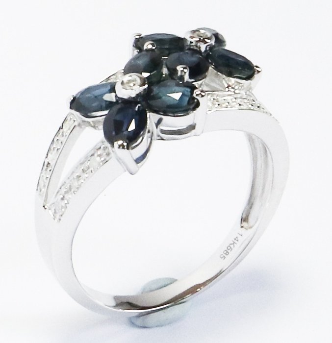Ring Witgoud Saffier - Diamant 