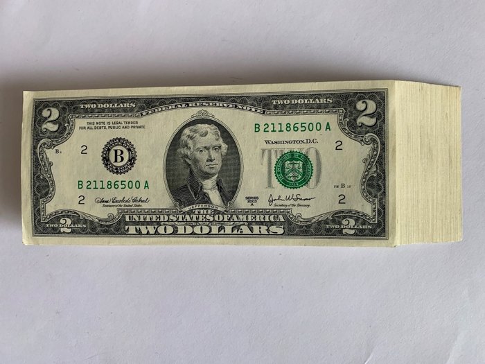 United States. - 100 x 2 Dollars 2003-A