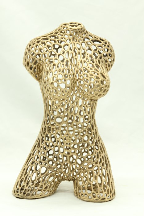 Sculpture, Female Body Torso Statue Organic Voronoi - 25 cm - Plastique