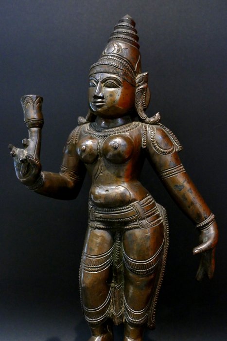 帕瓦蒂女神 - 6.4kg - 36 cm - 黄铜色 - 印度 - 19世纪