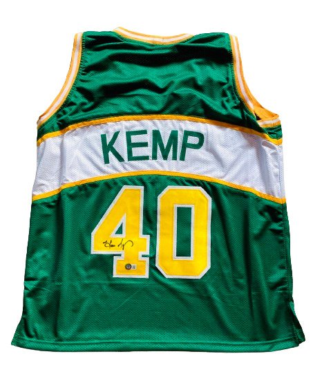 NBA - Shawn Kemp - Autograph - Πράσινη προσαρμοσμένη φανέλα μπάσκετ 