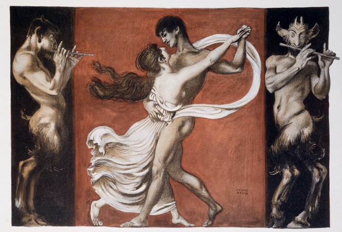 Franz von Stuck * Original Litho 1896 - Allegorie : Tanz Musik