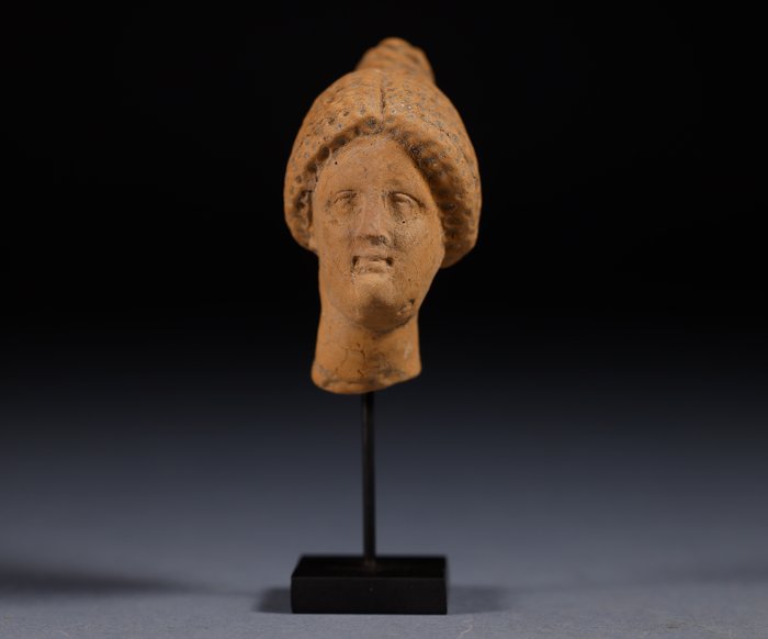 古希臘，邁錫尼 陶瓷 女頭女頭 - 6 cm