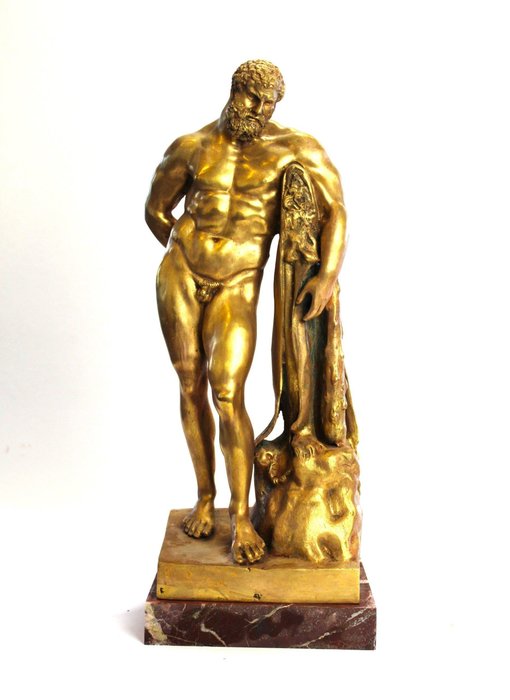 Skulptur, Ercole Farnese - 68 cm - Bronze (vergoldet)