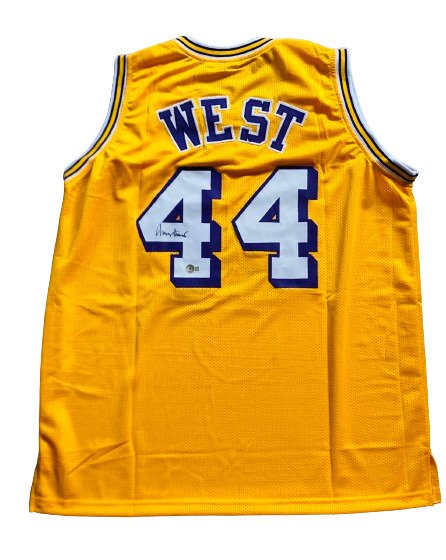 NBA - Jerry West - Autograph - NBA Logo Man 黃色訂製籃球球衣 