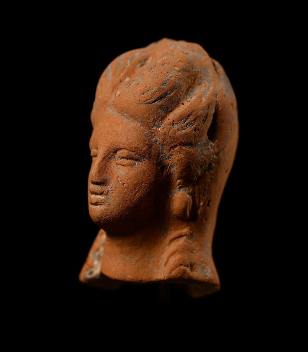 Ancient Greek Ceramic Female head - 5 cm