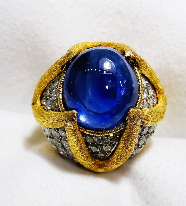 戒指 雙色未處理 19.25 克拉 GCS-IGE 藍寶石 - 斯里蘭卡 - 鉆石 