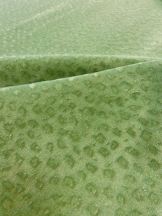 美麗的綠色斑點棉質天鵝絨義大利製造 - 室內裝潢織物 - 350 cm - 140 cm