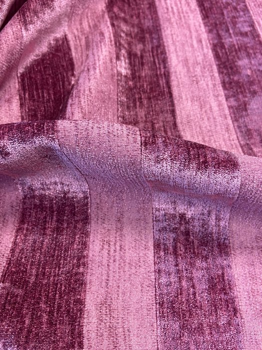 美麗的淡紫色條紋天鵝絨義大利製造 - 室內裝潢織物 - 500 cm - 140 cm