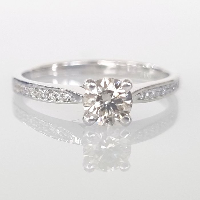 Anel de noivado - 14 K Ouro branco -  0.49 tw. Diamante  (Natural) 