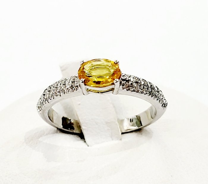 Ring Weißgold Saphir - Diamant 