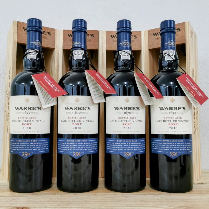 2010 Warre's Unfiltered - Douro Late Bottled Vintage Port - 4 Bottiglie (0,75 L)