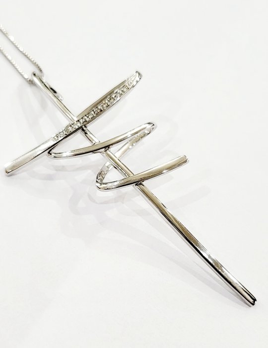Comete - Halsband med hänge Vittguld Diamant  (Natural) 