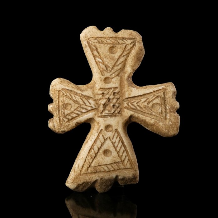Bizantin Piatră Cruce decorată „Cinci răni ale lui Hristos”
