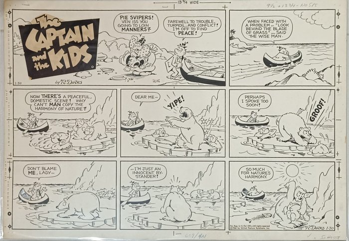 Dirks, Rudolph - 1 Originaler Sunday-Comic - The Captain and the Kids: Pie Svipers! Ven Iss You Going to Loin Manners?