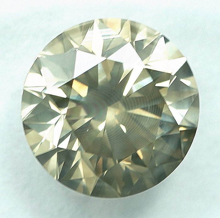 1 pcs Diamant  (Naturfarvet)  - 2.73 ct - Rund - Fancy Grålig Gul - SI2 - International Gemological Institute (IGI)