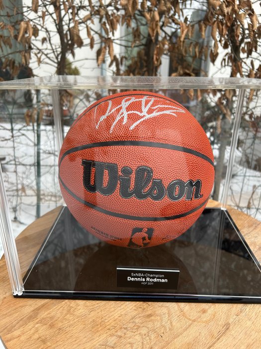 Chicago Bulls - Dennis Rodman signed Wilson NBA Authentic Basketball (Beckett COA) + Display Case - 2023 Basketball - ball 