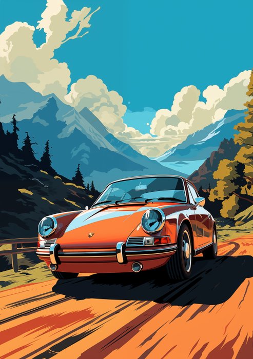 Artwork - Porsche - Porsche - Unique Car Poster - Premium Custom Artwork -  Man Cave Collector Item