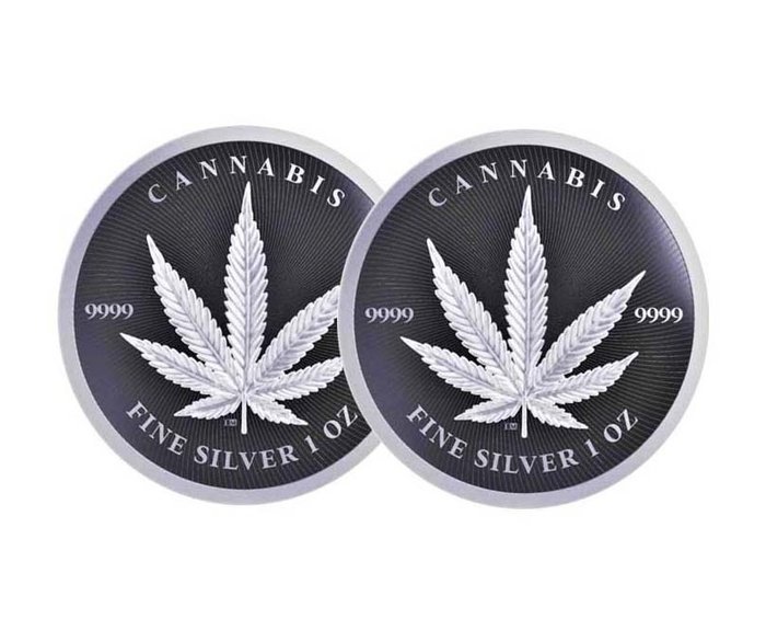 Chade. 5000 Francs 2024. Cannabis coin in capsule - 2 x 1 oz silver (.999)  (Sem preço de reserva)