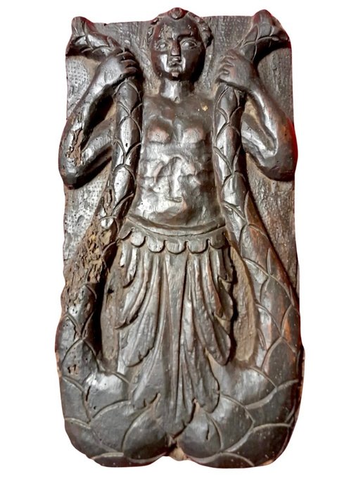Ανάγλυφο, figura mitologica, XVI Secolo - 40 cm - Ξύλο