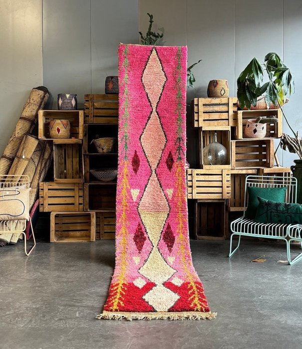 Tappeto marocchino rosa berbero per corridoio nuovo fatto a mano -  artigianato berbero - Tappeto piccolo - 370 cm - 70 cm - Catawiki