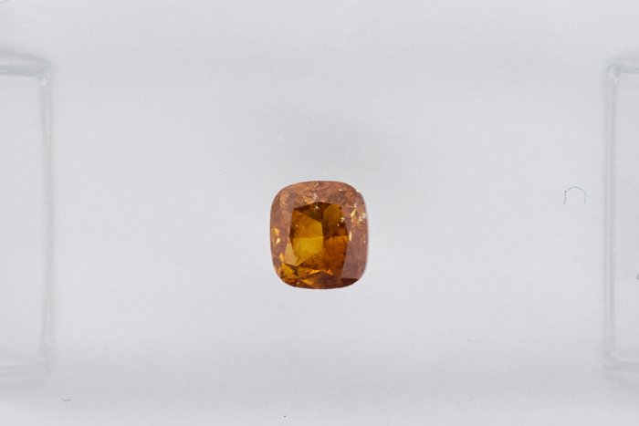1 pcs 钻石 - 0.26 ct - 软垫 - NO RESERVE PRICE - Fancy Intense Orangy Yellowish Brown - SI2 微内含二级