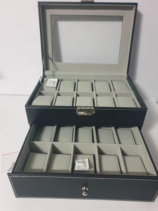 Portagioie-Vetrinetta per orologi da polso 20 posti - Boîte à bijoux (1) - Bois, Cuir