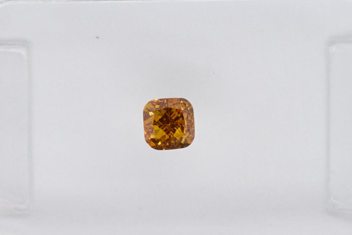 1 pcs 钻石 - 0.22 ct - 软垫 - NO RESERVE PRICE - Fancy Deep Brown Yellow - SI1 微内含一级