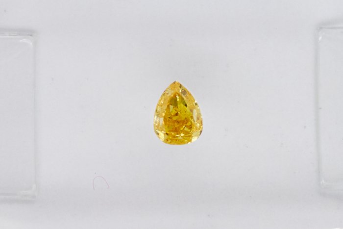 1 pcs 钻石 - 0.20 ct - 梨 - NO RESERVE PRICE - Fancy Intense Brownish Yellow - I1 内含一级