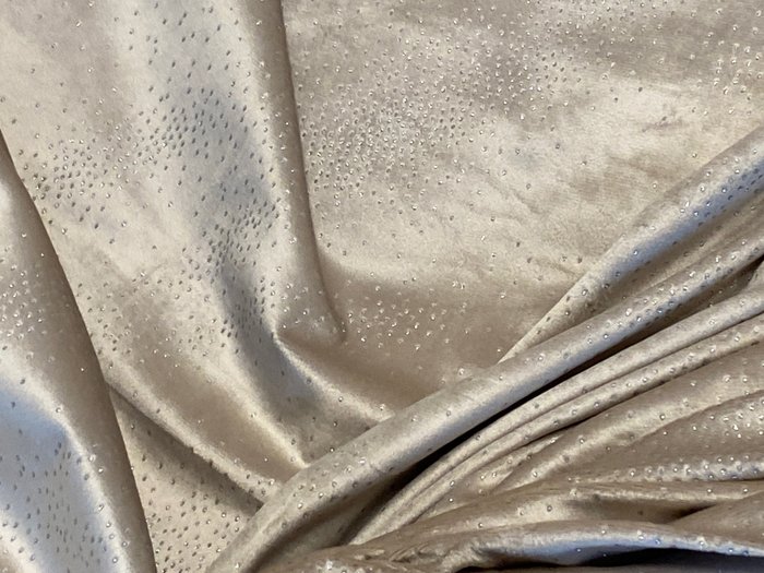 san leucio luxe duifgrijs zijdefluweel met micro swarovski - Textiel - 300 cm - 250 cm