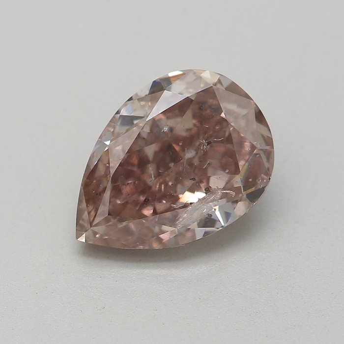1 pcs Diamond - 1.34 ct - Αχλάδι - φανταχτερό ροζ-καφέ - I1