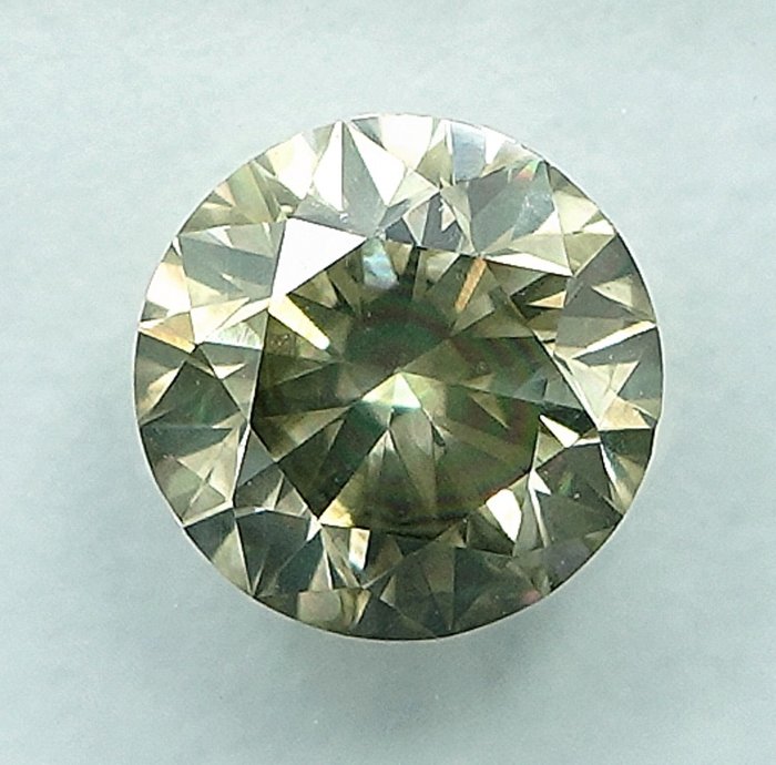 Diament - 0.63 ct - brylantowy - Natural Fancy Grayish Yellow - SI2 (z nieznacznymi inkluzjami)