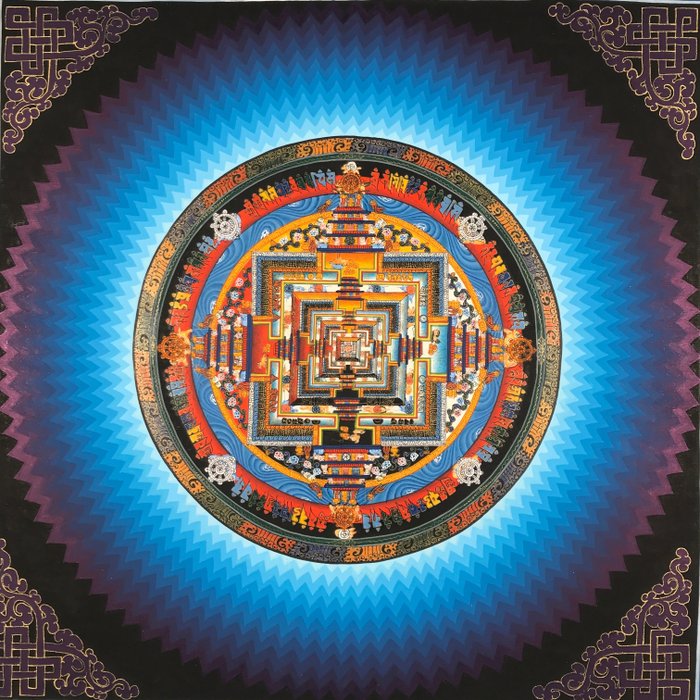 Painting of Tibetan Tradition - Mandala Lotus/Kalachakra - Journey of Soul, Wheel of Time - Thangka Feng Shui