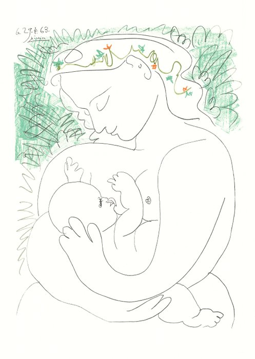 Pablo Picasso (1881-1973), d'après - Grand Format - Maternité, Femme et enfant