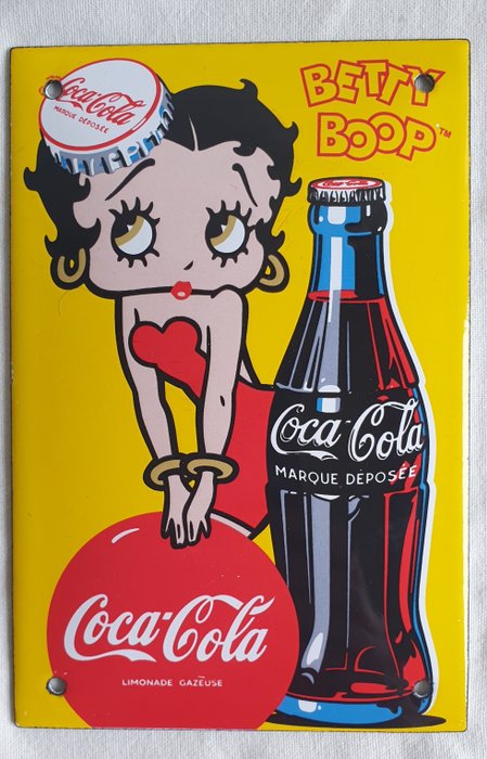 Betty Boop Coca-Cola - Emaljfat - metall