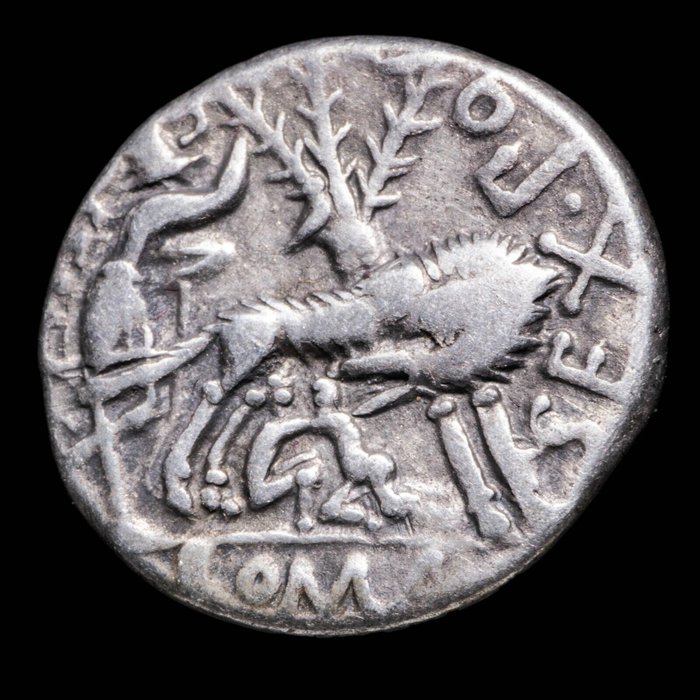 Romeinse Republiek. Sextus Pompeius Fostlus, 137 v.Chr.. Denarius Rome