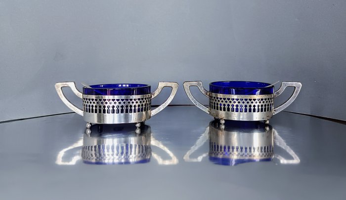 Pair of gallery openwork - Saltkar - .800 silver, Baccarat glasögon