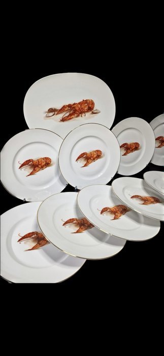 Richard Ginori - 成套餐具 - 貝類、魚類服務 - 龍蝦圖案 - 瓷器