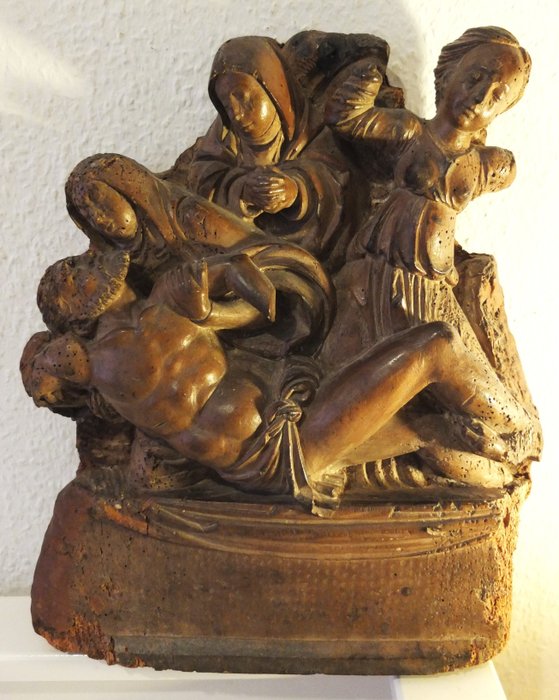 雕塑, Die Beweinung des toten Christus - 36.5 cm - 木