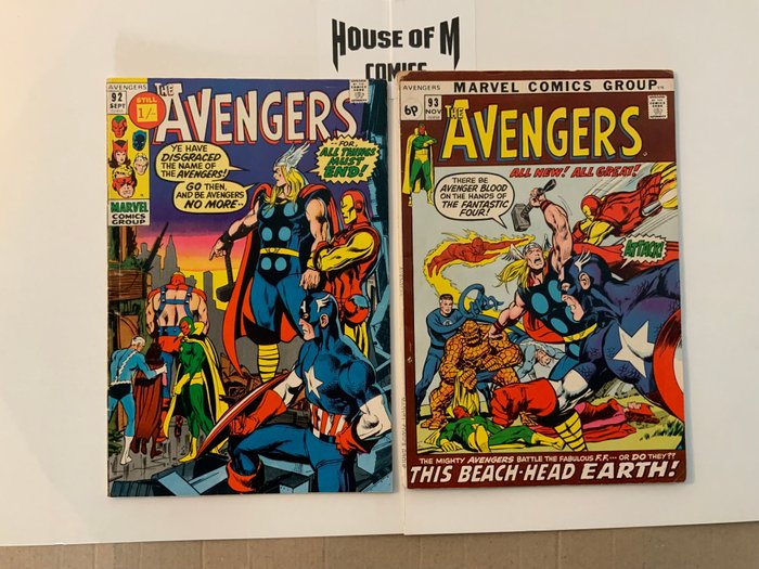 Avengers (1963 Series) # 92 & 93 Bronze Age Gems! - Neal Adams art! - 2 Comic - Första upplagan - 1971