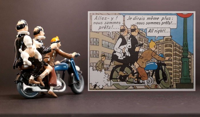 Tintin – Figurine Pixi 46940 – Tintin et les Dupondt sur la moto – Collection Classique – 2002