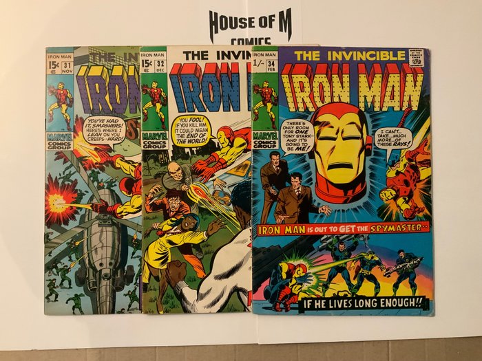 Invincible Iron Man (1968 Series) # 31, 32 & 34 Bronze Age Gems! - 3 Comic collection - Første udgave - 1970/1971