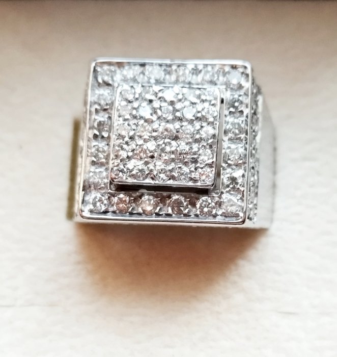 Statement-ring Vittguld Diamant  (Natural) - Diamant 
