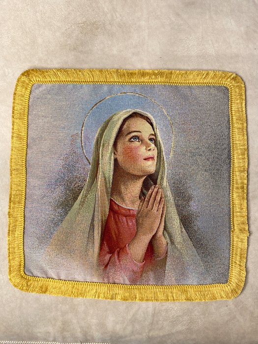 San Leucio Retrato exclusivo del tapiz Gobelino de la Virgen orante - Tapiz bíblico - 48 cm - 48 cm