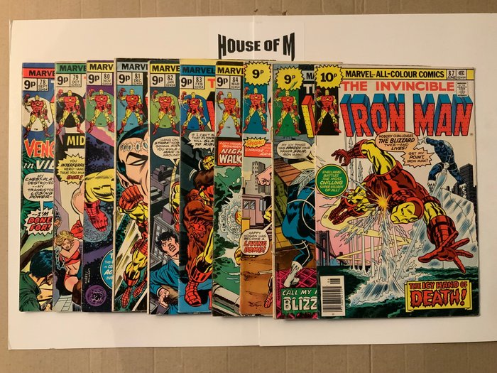 Invincible Iron Man (1968 Series) # 78, 79, 80, 81, 82, 83, 84, 85, 86 & 87 Bronze Age Gems! - Consecutive Run! 1st Appearance Blizzard! - 10 Comic collection - Første udgave - 1975/1976