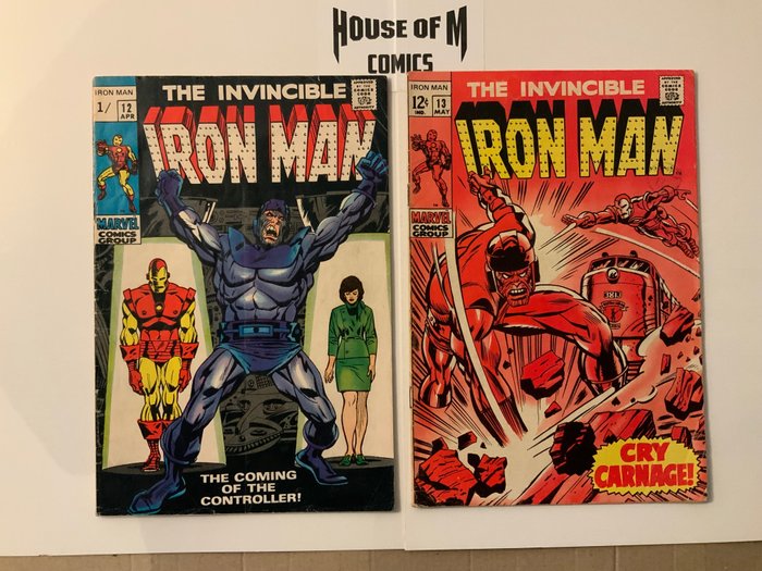 Invincible Iron Man (1968 Series) # 12 & 13 Silver Age Gems! - First appearance of the Controller! - 2 Comic collection - Pierwsze Wydanie - 1969