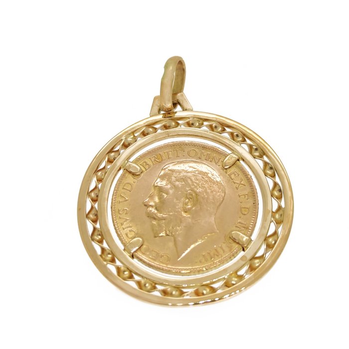 Pendant Yellow gold, 22 Kt Sterling coin set 