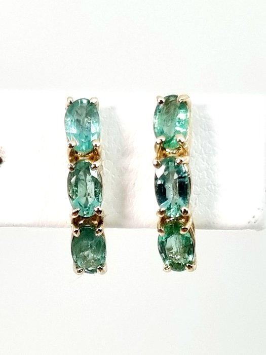 No Reserve Price - No Reserve Price Earrings - Yellow gold Emerald 